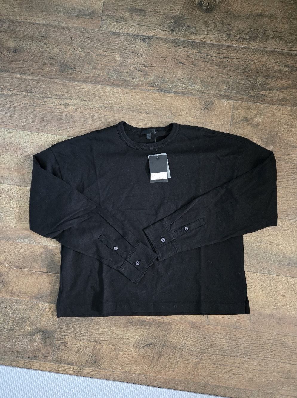 ATM Anthony Thomas Melillo Black Long-Sleeve Heavyweight Jersey Boxy Crop Tee